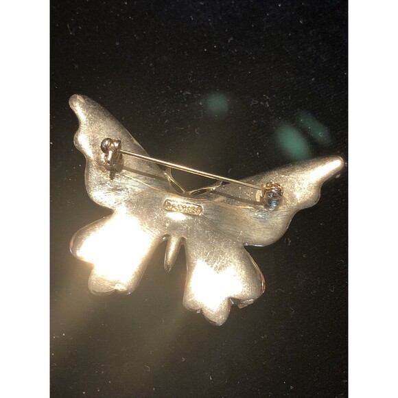 Vtg Monet Monarch Butterfly Brooch Poured Glass Enamel Rhinestone Figural 2.25” - Picture 3 of 6